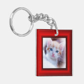 Porte-clés 2 Photo de chat bordure rouge (Devant gauche)