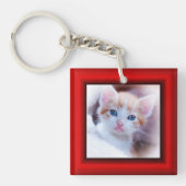 Porte-clés 2 Photo de chat bordure rouge (Devant)