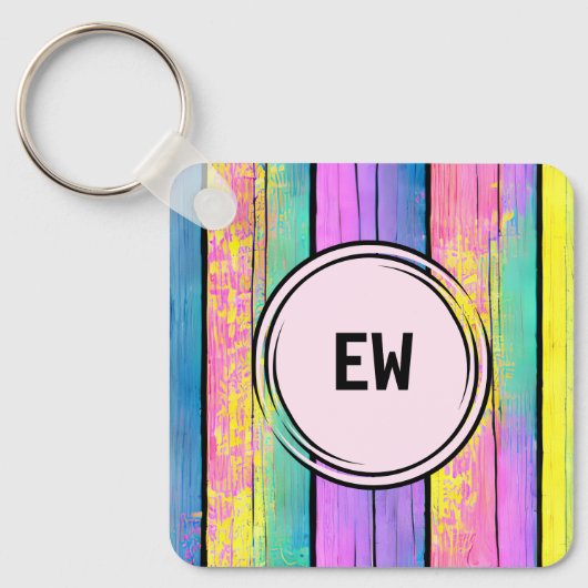 Porte-clés 2 photos recto verso ajouter initiales rose (Recto)