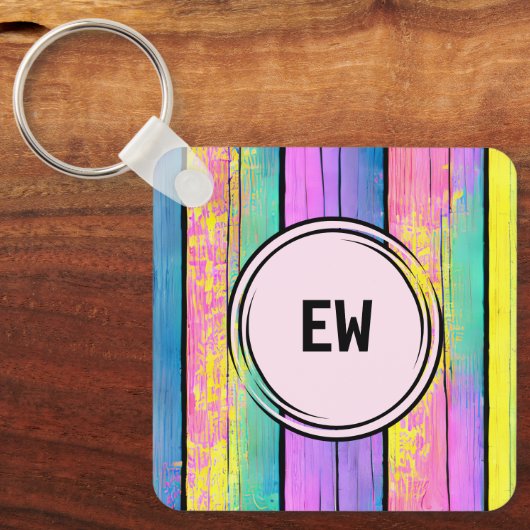 Porte-clés 2 photos recto verso ajouter initiales rose (Recto)