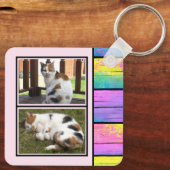 Porte-clés 2 photos recto verso ajouter initiales rose (Verso)