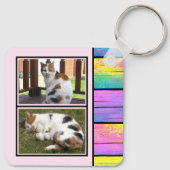 Porte-clés 2 photos recto verso ajouter initiales rose (Dos)