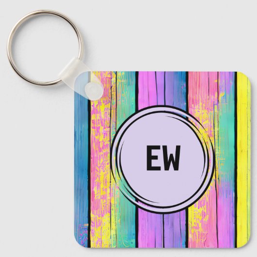 Porte-clés 2 photos recto verso ajouter initiales violet (Recto)