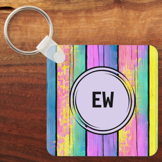 Porte-clés 2 photos recto verso ajouter initiales violet (Recto)