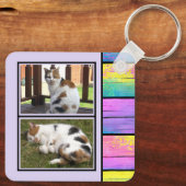 Porte-clés 2 photos recto verso ajouter initiales violet (Verso)
