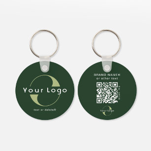 Porte-clés 2 sided Logo & QR Code on Green Company Business K