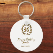 Porte-clés 30e anniversaire ajouter nom date année fleur d'or (Verso)