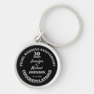 Porte-clés 30e anniversaire de Mariage cadeau. Nom/date modif