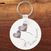 Porte-clés 30e anniversaire du mariage Pearl ballons violets (Recto)