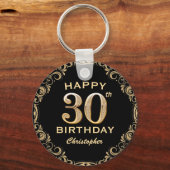Porte-clés 30e anniversaire Parties scintillant noir et or ca (Recto)