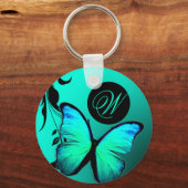 Porte-clés 311 Papillon lustré bleu turquoise (Recto)