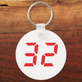 Porte-clés 32 trente-deux réveil rouge numéro numérique (Recto)