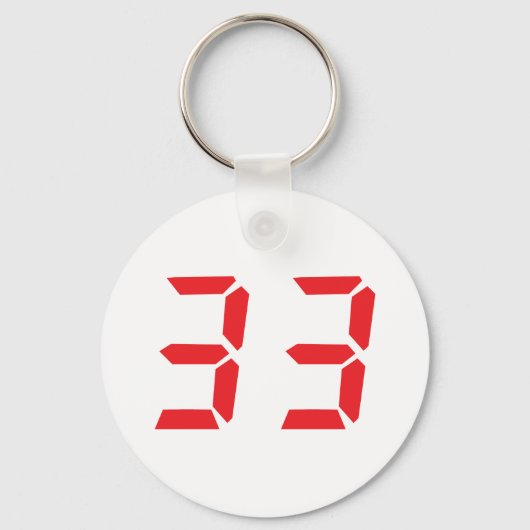 Porte-clés 33 thirty-three red alarm clock digital numbr (Recto)