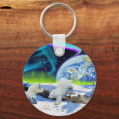 Porte-clés 3 cubes d'ours polaires jouant dans la neige - Art (Recto)