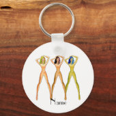 Porte-clés 3 femmes à long pattes debout Thunder_Cove Carré (Verso)