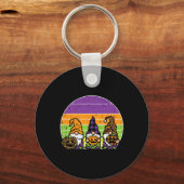 Porte-clés 3 Léopard Plaid Gnomes Citrouille Rétro Halloween (Recto)