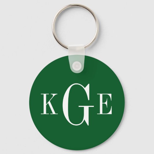 Porte-clés 3 monogramme initial vert blanc groomsmen clé fob (Recto)