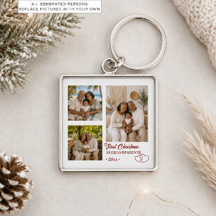 Porte-clés 3 Photos Montage Premier Noël en tant que grands-p