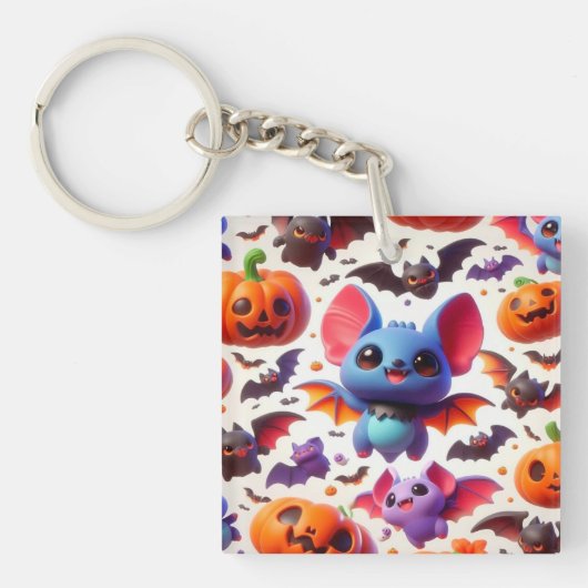 Porte-clés 3D cute bats halloween (Devant)