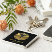 Porte-clés 3D Gold Medical Professional Caduceus Emblem (Côté)