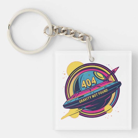 Porte-clés 404 Gravité introuvable - Art Spop Rétro (Devant)