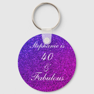 Porte-clés 40 Et Fabulous Anniversaire Pink Purple Parties sc