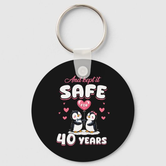 Porte-clés 40 Years Wedding Anniversary Penguin Couples Match (Recto)