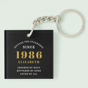 Porte-clés 40e anniversaire 1986 Or noir Personnalisé