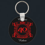 Porte-clés 40e anniversaire du mariage ruby crest<br><div class="desc">Un design romantique pour célébrer votre 40e année de mariage. Si vous voulez de l'aide pour customiser ce design s'il vous plaît contactez-moi, leur est un demander ce bouton de designer, juste en dessous de ce texte. Cette crête d'anniversaire de quarantième, 40 ans de mariage a le texte rubis car...</div>