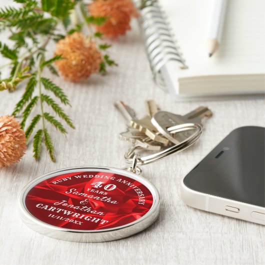 Porte-clés 40e ANNIVERSAIRE MARIAGE Ruby Mariage modifiable (Côté)