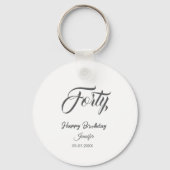 Porte-clés 40th forty letterbirthday add name date year gray  (Verso)