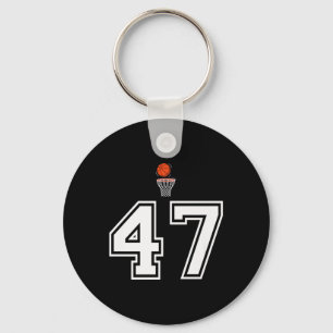 Porte-clés 47 Nombre Style Basketball Vintage Blanc Premium