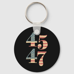 Porte-clés 47 Trump 2024 Soutien au drapeau Vintage Trump 45