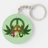 Porte-clés 4 20 Rasta Paix Herbe Verte (Dos)