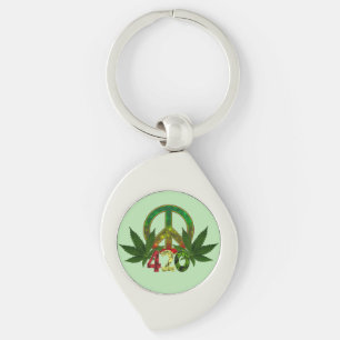 Porte-clés 4 20 Rasta Paix Herbe Verte
