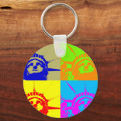 Porte-clés 4 Couleur Pop Art Lady Liberty (Recto)
