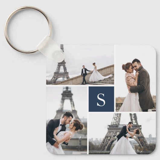 Porte-clés 4 Galerie de photos Monogramme bleu marine (Recto)