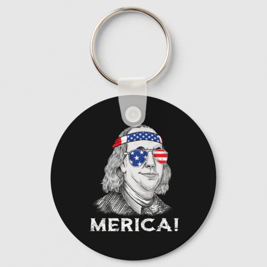 Porte-clés 4 juillet Ben Franklin Merica USA Garçons Filles E (Recto)