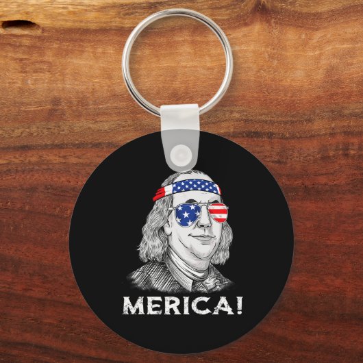 Porte-clés 4 juillet Ben Franklin Merica USA Garçons Filles E (Verso)