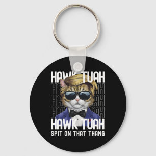 Porte-clés 4 juillet Chat Patriotique Usa Hawk Tuah cracher S
