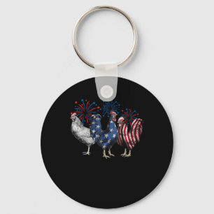 Porte-clés 4 juillet Chicken Patriotique Maman ferme