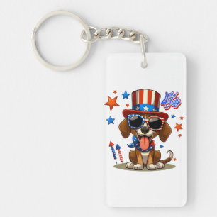 Porte-clés 4 juillet chien/chiot mignon, patriotique