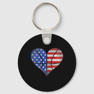 Porte-clés 4 juillet Drapeau américain Bysketbyll Heart Usa W