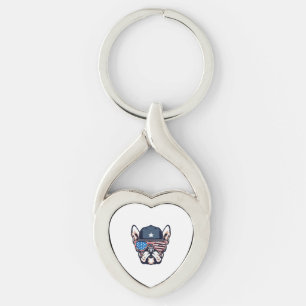 Porte-clés 4 juillet du week-end de French Bulldog