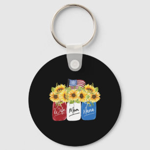 Porte-clés 4 juillet Femme Maman Nana Tournesol Avec Américai