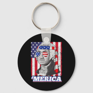 Porte-clés 4 juillet George Washington Patriotique Merica Fla