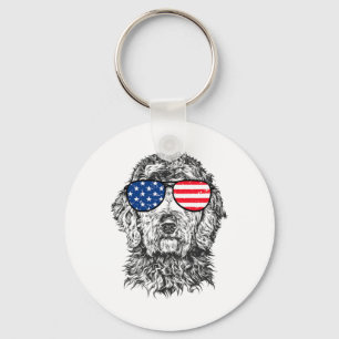 Porte-clés 4 juillet Goldendoodle Doodle Chien Patriotique Et