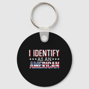 Porte-clés 4 Juillet Je m'identifie comme Américain Drapeau P