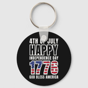 Porte-clés 4 juillet Joyeux Jour de l'Indépendance 1776 Dieu