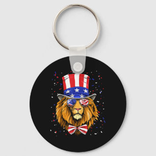 Porte-clés 4 juillet Lion patriotique Drapeau américain Indép